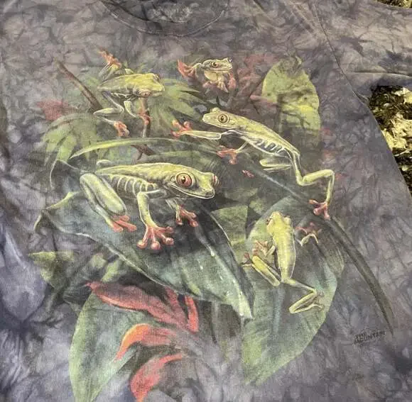 Vintage Rainforest Cafe The Mountain Tree Frog Tie-Dye Graphic T-Shirt - Picture 2 of 5